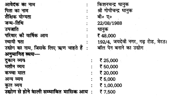 UP Board Solutions for Class 11 Samanya Hindi बैंक विभिन्न व्यवसायों से सम्बन्धित ऋण-प्राप्ति हेतु आवेदन-पत्र img-1