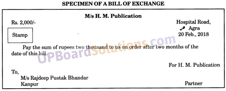 UP Board Solutions for Class 10 Commerce Chapter 4 Credit Instrument: Bills of Exchange, Hundi, Promissory Note and Cheque