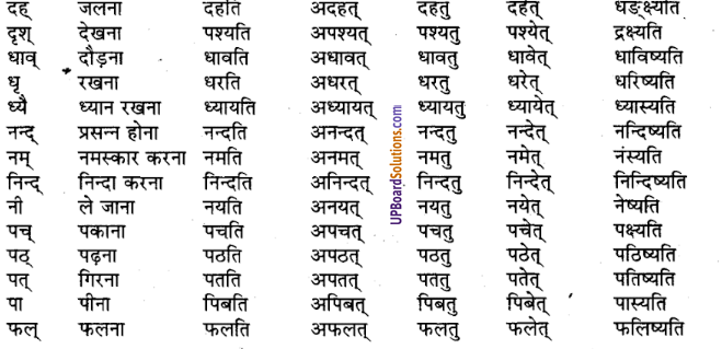 UP Board Solutions for Class 9 Sanskrit Chapter 4 धातु-रूप प्रकरण (व्याकरण)