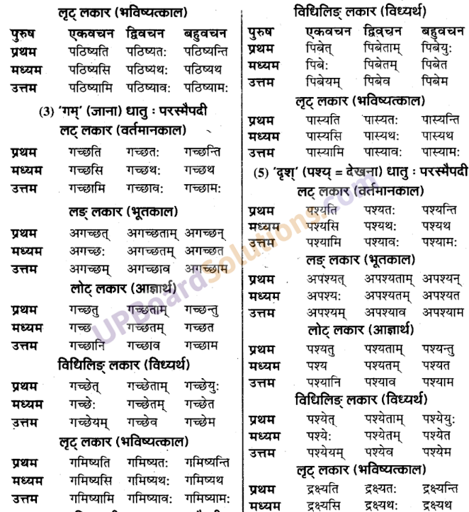 UP Board Solutions for Class 9 Sanskrit Chapter 4 धातु-रूप प्रकरण (व्याकरण)