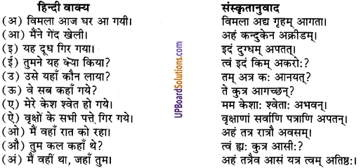 UP Board Solutions for Class 9 Sanskrit Chapter 8 हिन्दी वाक्यों का संस्कृत में अनुवाद 