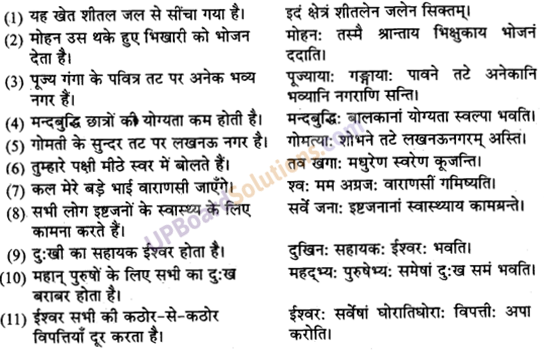 UP Board Solutions for Class 9 Sanskrit Chapter 8 हिन्दी वाक्यों का संस्कृत में अनुवाद 