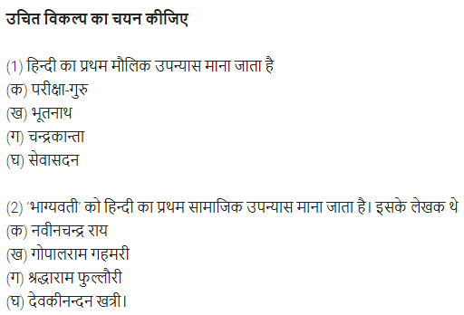 UP Board Solutions for Class 11 Samanya Hindi गद्य-साहित्य विकास बहुविकल्पीय प्रश्न दो img-13