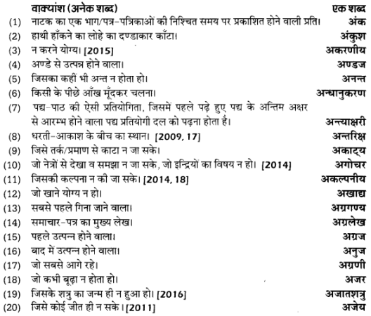 UP Board Solutions for Class 12 Samanya Hindi अनेक शब्दों के लिए एक शब्द img 1