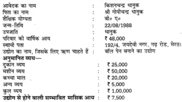 UP Board Solutions for Class 12 Samanya Hindi बैंकविभिन्न व्यवसायों से सम्बन्धित ऋण-प्राप्ति हेतु आवेदन-पत्र img 1